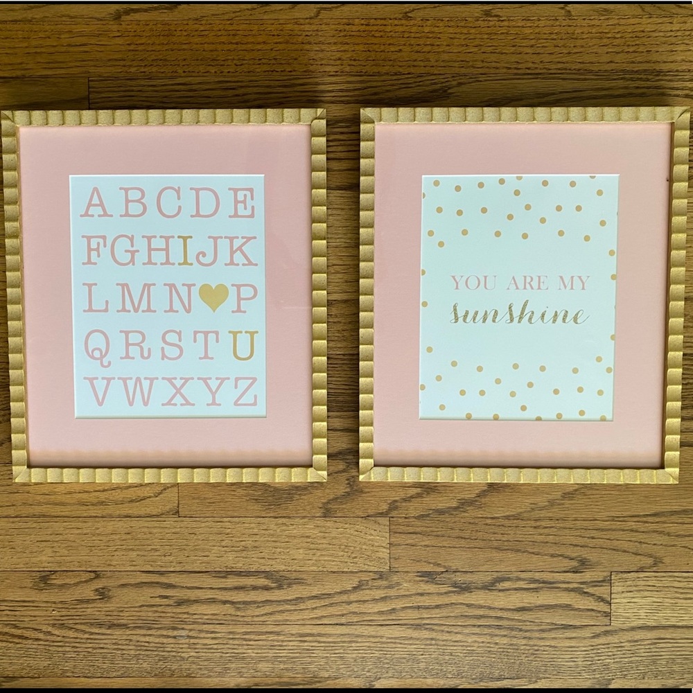 Pair of custom framed prints for girl nursery